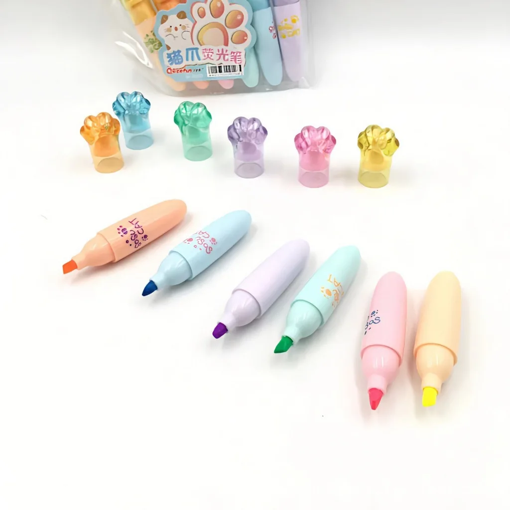 Cute cat paw highlighter marker pen Handbook colour pencil Stationery student supplies Office Supplies gift prize