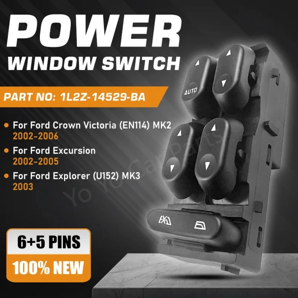 Interruptor Eléctrico para Elevalunas de Auto, Compatible con Ford Crown Victoria, Ford Excursion 2002-2005, Ford Explorer 2003, 1L2Z14529BA