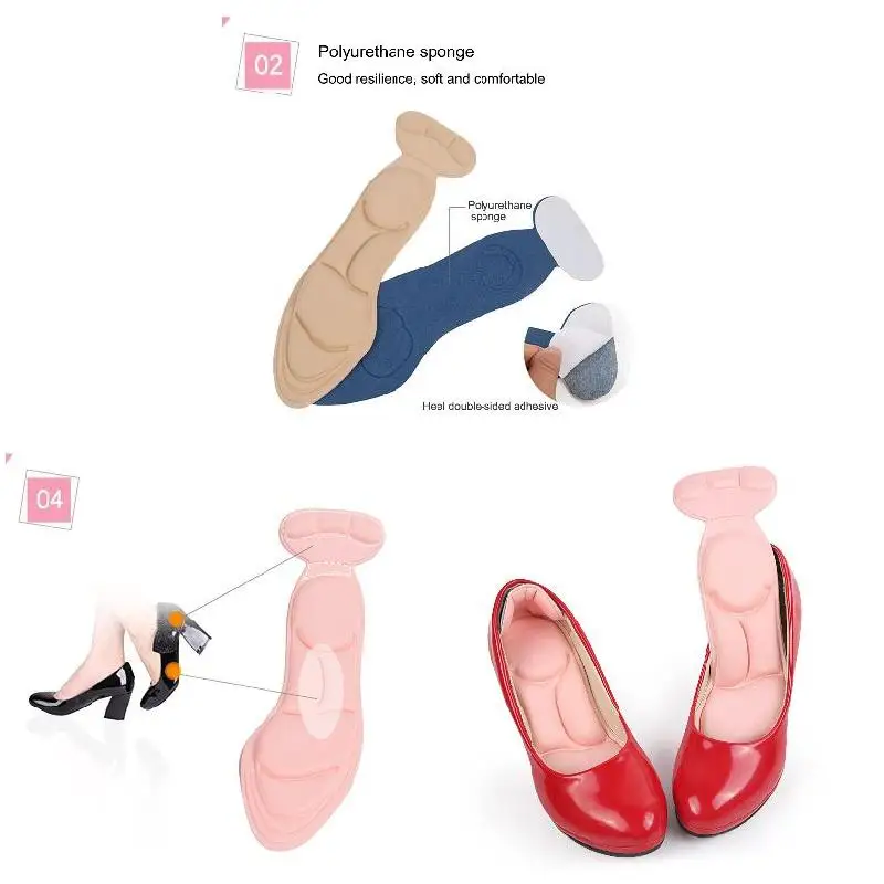 1 Pair Sport Insoles Breathable Anti-slip Shock Foot Arch Massage Sponge Paste Pad Inserts Post Back Women High Heel Shoes New