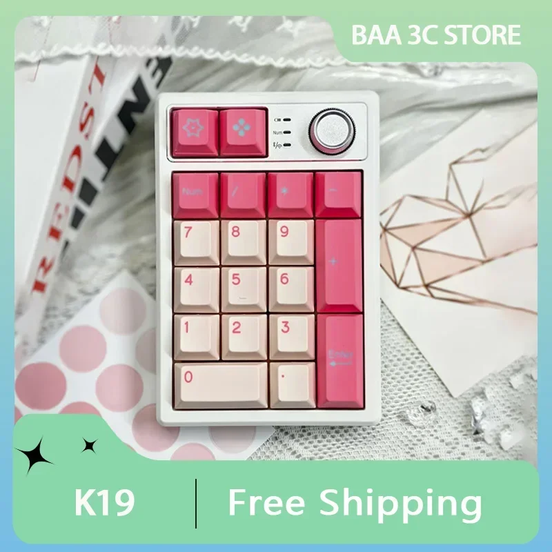 Keycool K19 Mini Mechanical Keyboard 3Modes PAD Numeric Keypad Customize Pbt Knob Portable Mini Keyboard For Business Trip Gift