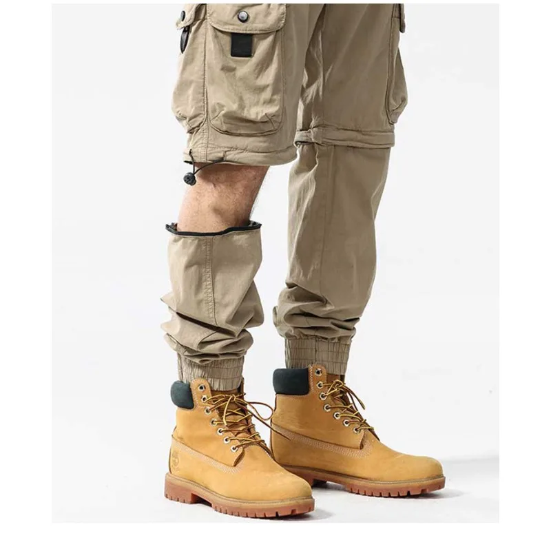 

Новые модные мужские брюки-трансформеры с отстегивающимися штанинами, зауженные, с множеством карманов, карго, длинные, из хлопка, рабочие брюки, размер 40