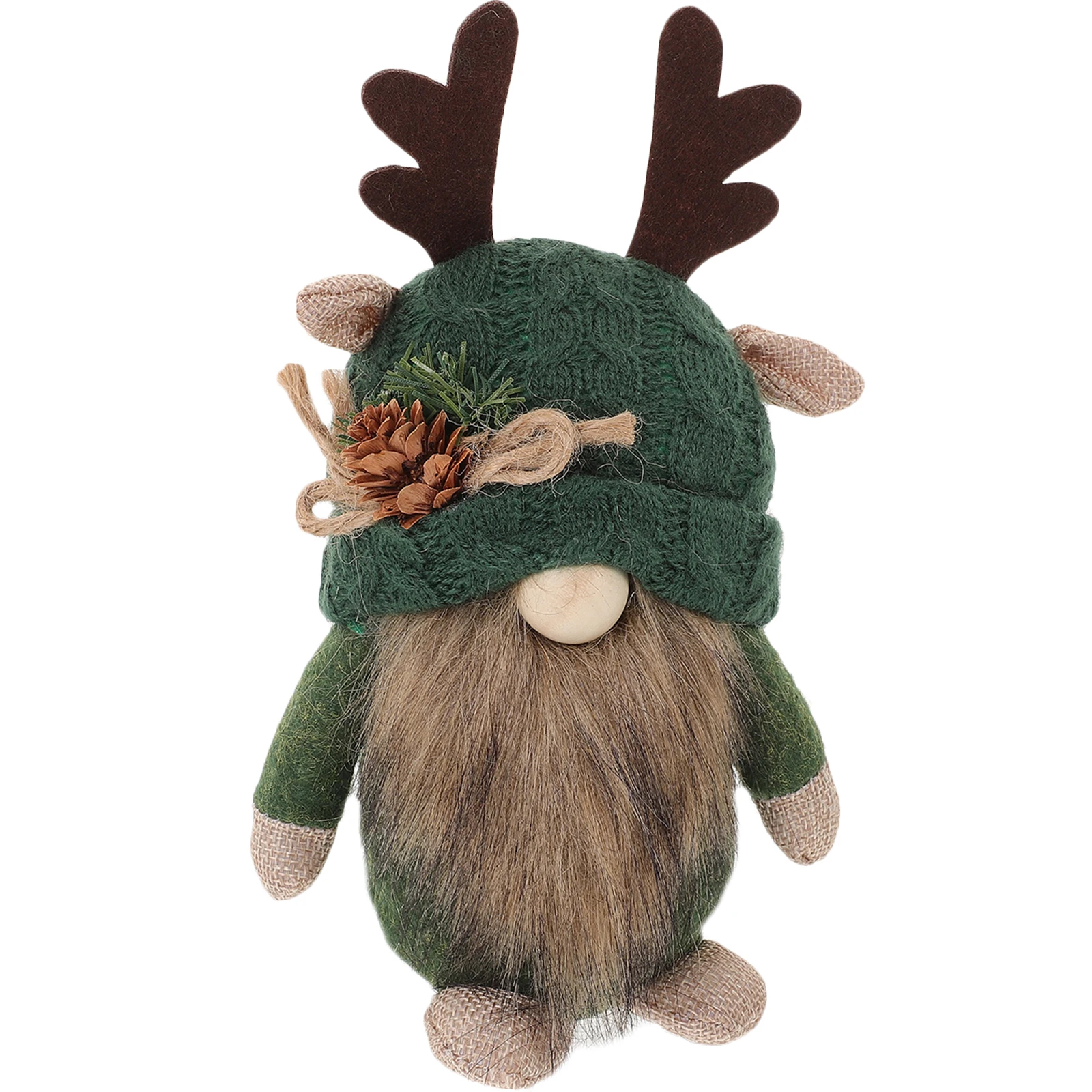

Cute Deer Antler Gnome Green Hat Elder Decorations Soft Materials Christmas Ornaments Tabletop Forest Theme