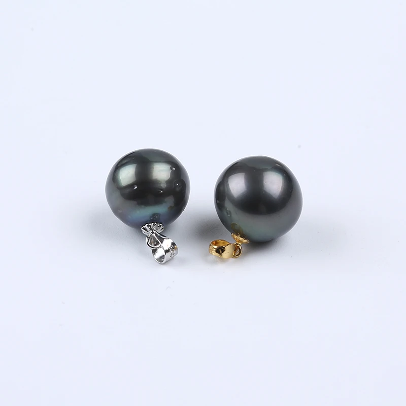 

925 sterling silver 15-16mm natural black nearl round thread real tahitian pearl necklace pendant