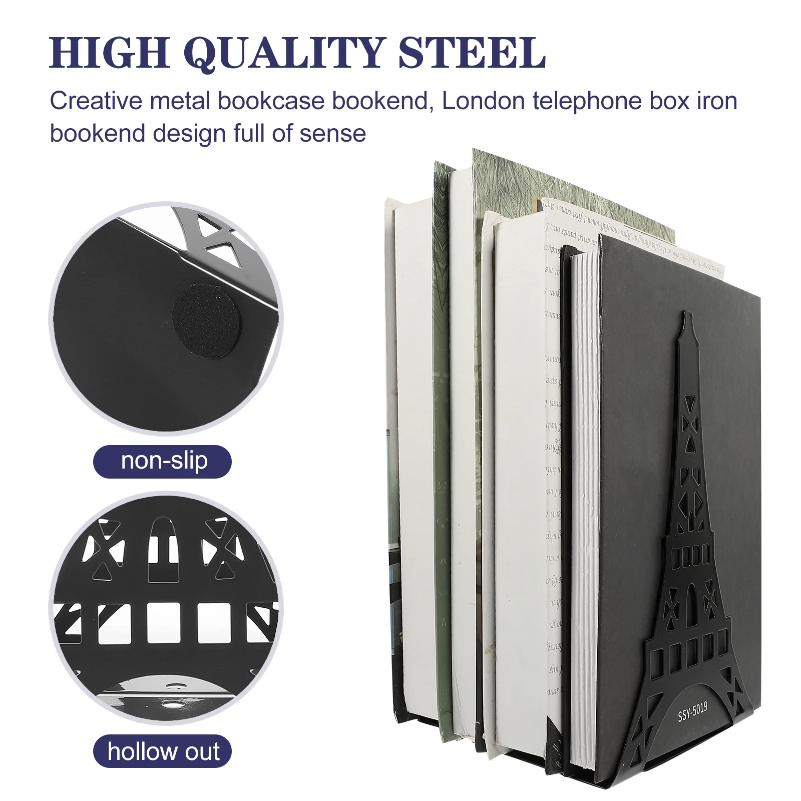 2 Pcs Bookends Notebook Organizer for Desk Holders Shelves Tower Shape Reading Stands Metal Bookshelves