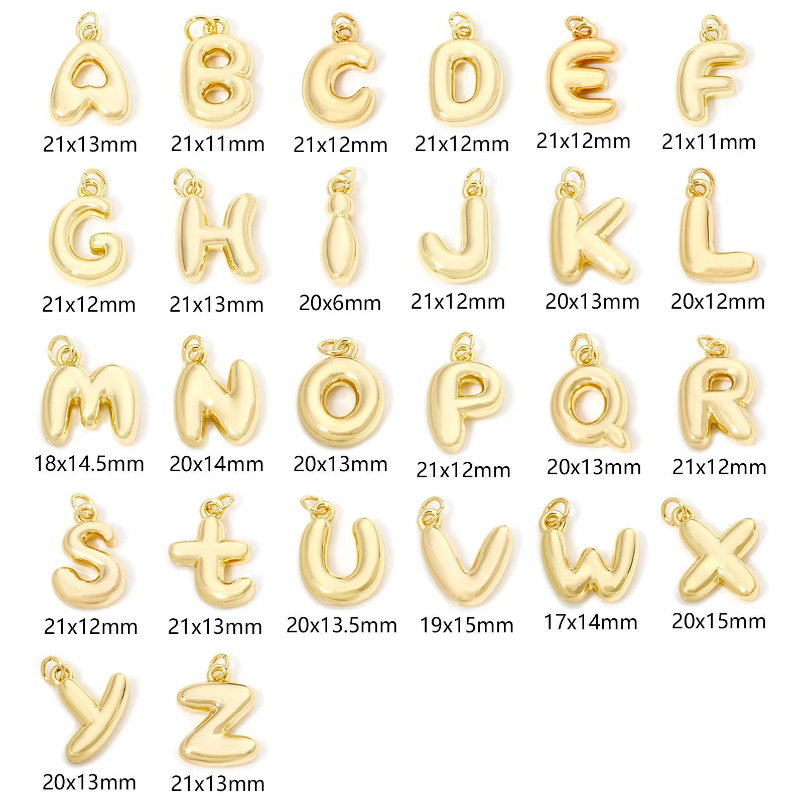 1pc neue Messing Charms Gold Farbe Kapital Alphabet Buchstabe 3d Anhänger DIY Halskette Armband für Frauen Männer Party Schmuck Ergebnisse – Detail 1