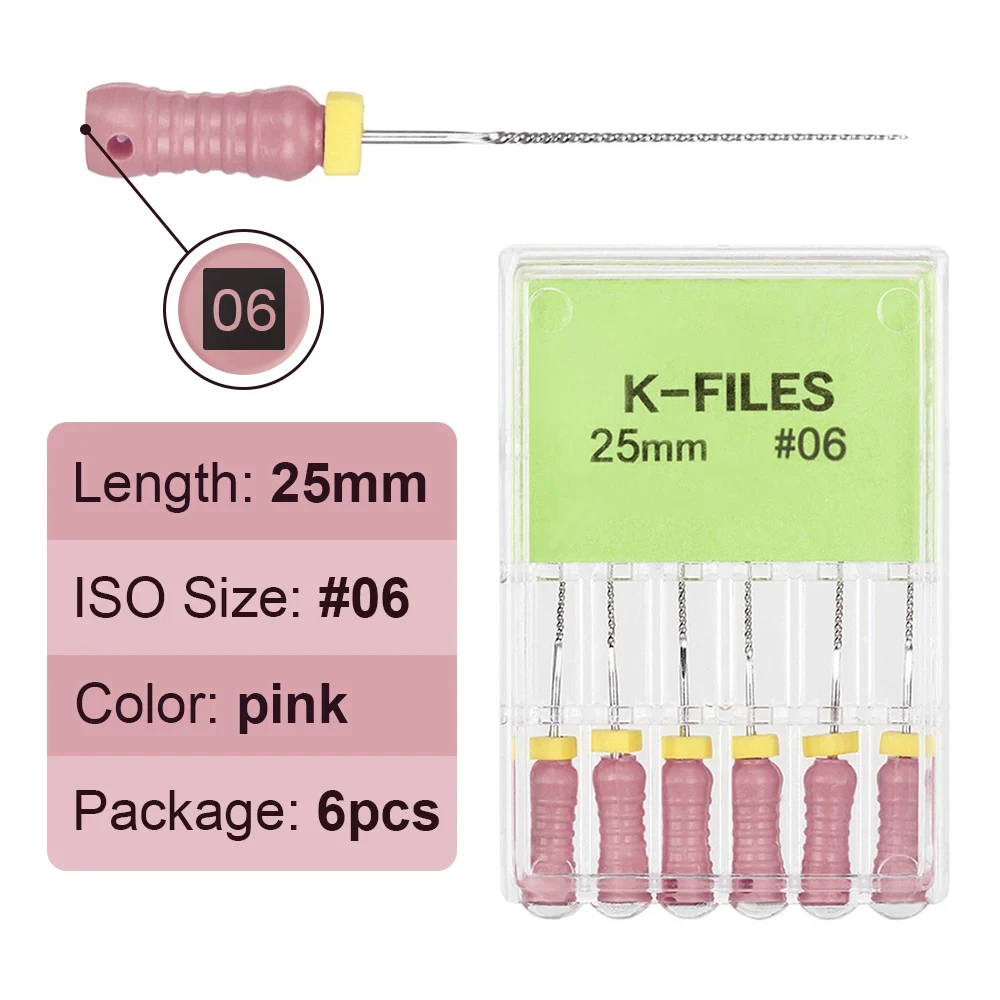 Ferramenta dentária raiz cannal endo k arquivo 25mm instrumentos endodônticos de aço inoxidável dentista odontologia endodódica uso manual