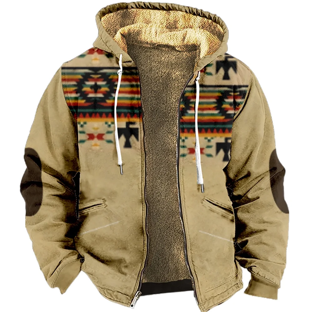 

Zipper Hoodies for Men Tribal Graphic Prints Sports Ethnic Classic Winter Coat Casual Hooded Jacket Outerwear