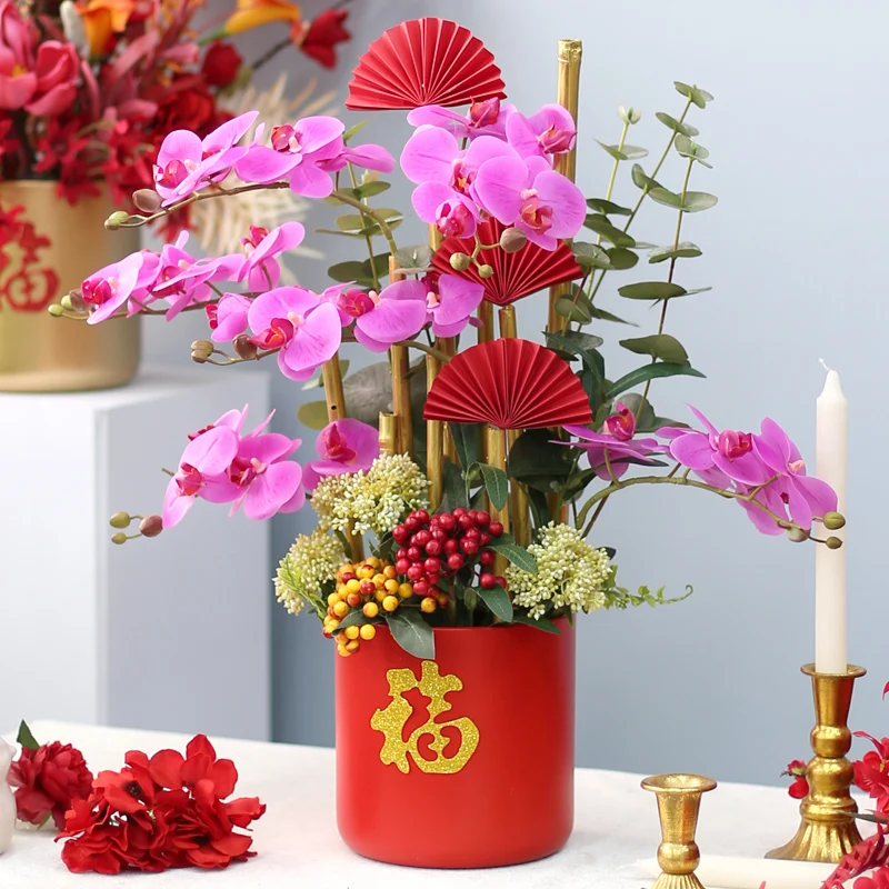 Simulation holly red berry fortune fruit lucky fruit living room decoration front desk New Year's New Year ornament Jinfu bucket