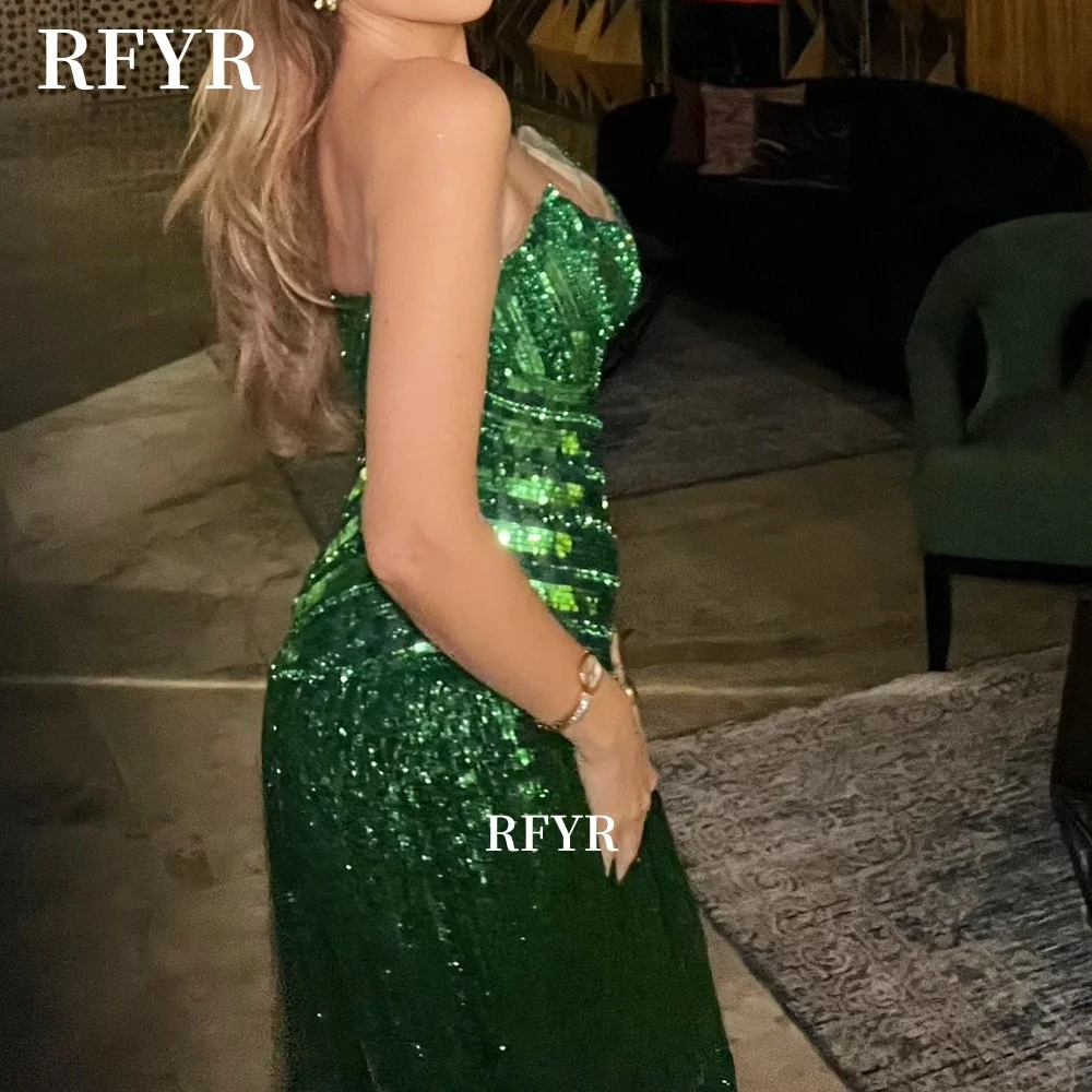 RFYR Luxury Prom Dress with Tassels Evening Dress Scoop Neck Formal Occasion Dress Robe De Soiré Customized