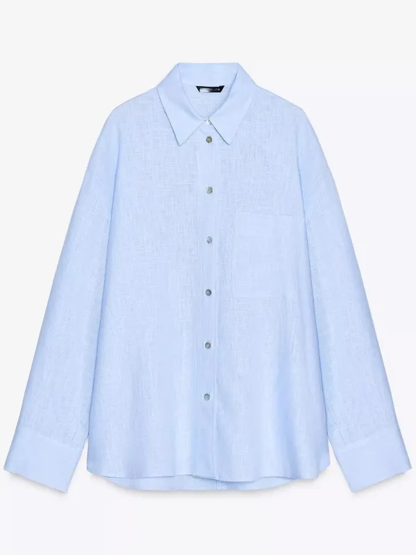 

Весна 2024, новинка, женская универсальная свободная длинная льняная одежда с отложным воротником-стойкой, удобная посадка, классический Sle Pure...