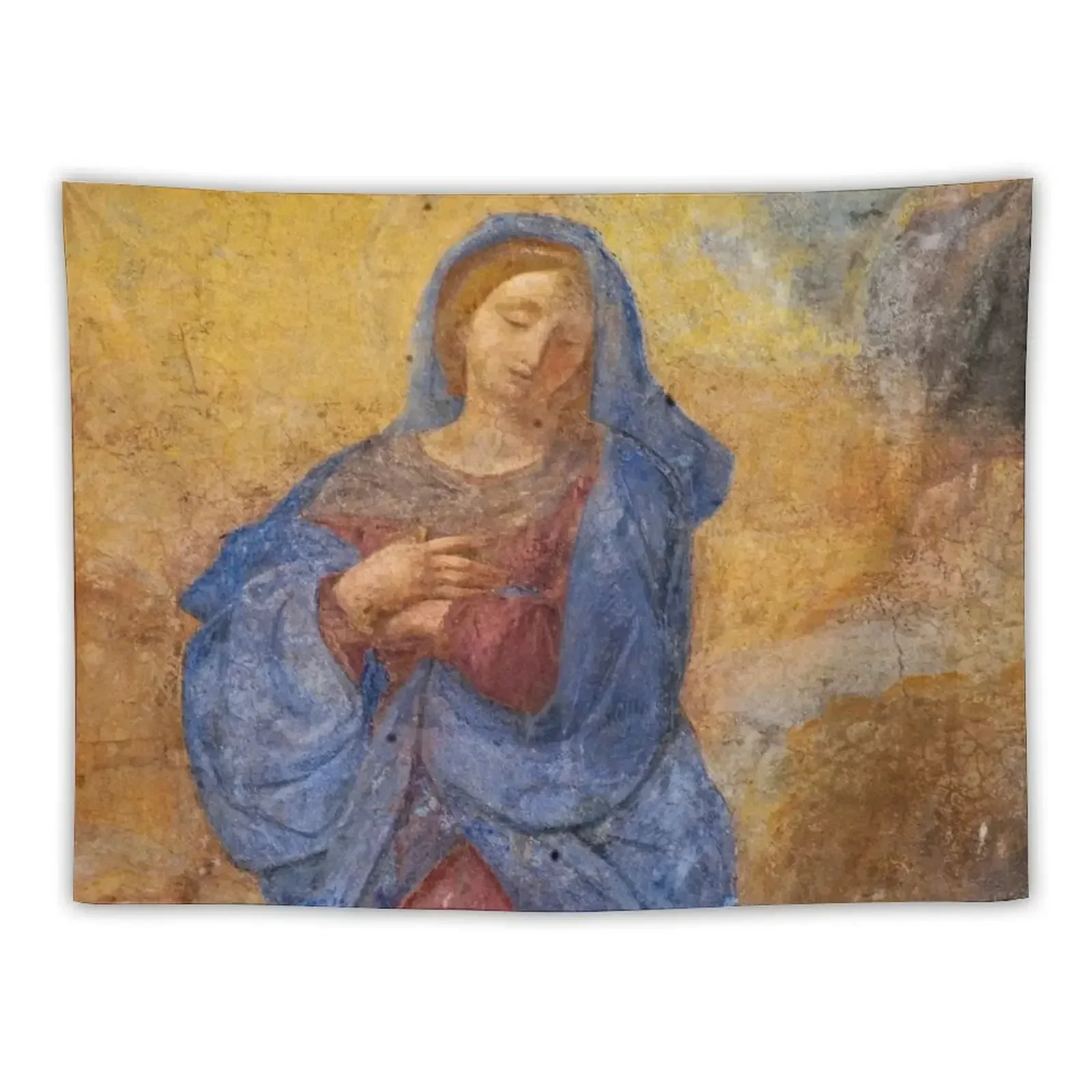 

Virgin Mary Madonna Antique Fresco Painting, Rome Italy Tapestry Japanese Room Decor Decoration Wall Tapestry