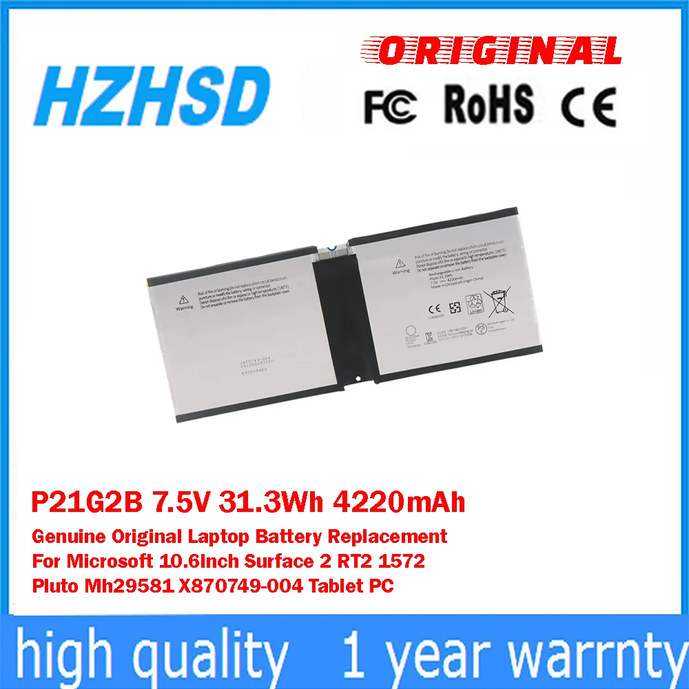 

P21G2B 7,5 В 31,3 Втч 4220 мАч Оригинальная замена аккумулятора для ноутбука Microsoft 10,6 дюймов Surface 2 RT2 1572 Pluto Mh29581