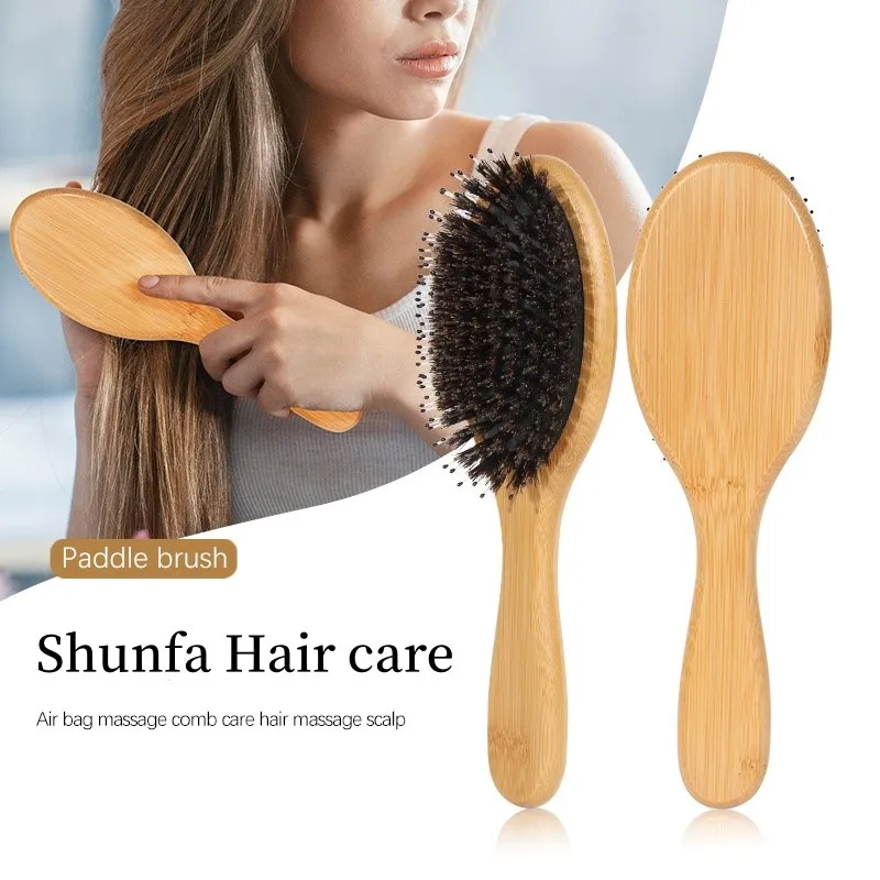 Women's Pig Hair Scalp Massage Comb Silicone Material Detachable Comb Recommended By Barber For Home Use Massage Comb Hair Brush