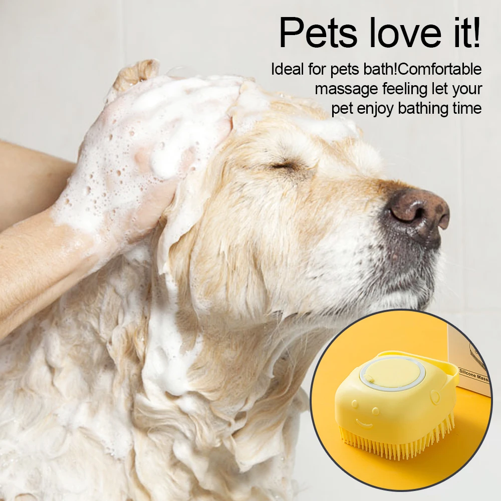 Dog Cat Cleaning Grooming Supplies Soft Safety Silicone Pet Shampoo Massager Bath Brush Shower Dispenser Tool Puppycat Washing