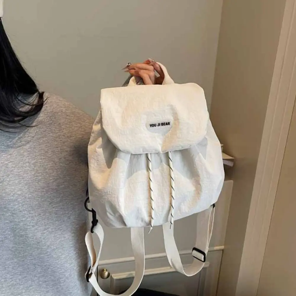 

Fashion Solid Color Drawstring Backpack Nylon Large Capacity Students School Bag Quick-dry Travel Bag Shoulder Bag Rucksacks