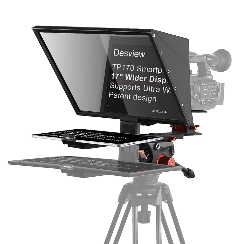 Desview TP170 Big Size Universal Teleprompter 17 Inches Tablet and Monitor HD Display with Portable Case