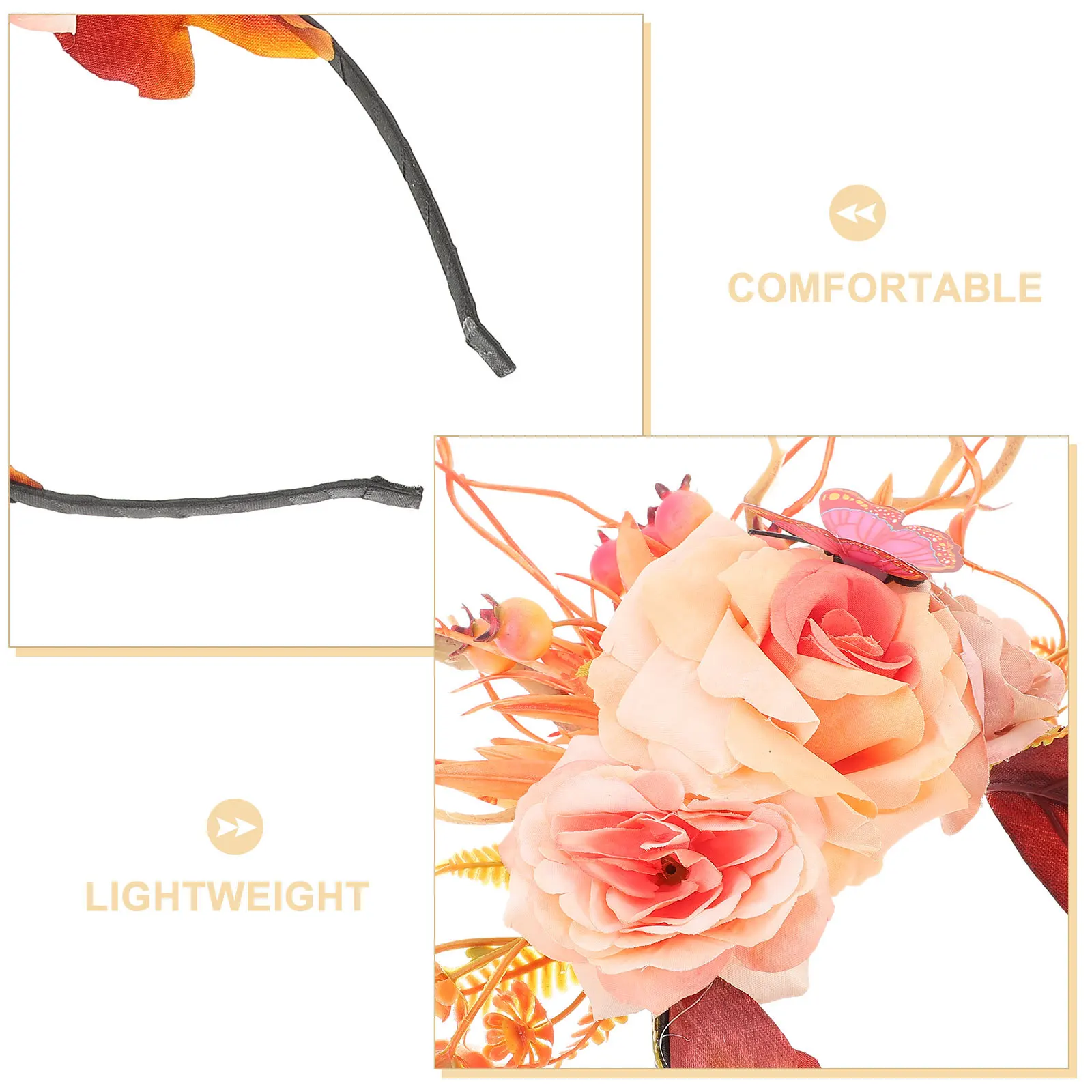 

Cosplay Headband Featuring Antlers and Simulated Flower Design Lightweight Comfortable Party Hair Accessory for Themed Events