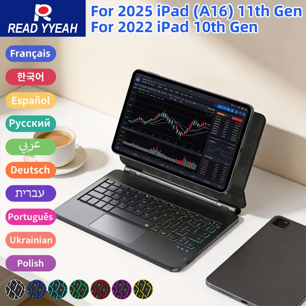 

Bluetooth Magic Keyboard Folio for iPad 10th 11th A16 2025 Pro 11 Air 4 5 6 Bluetooth Backlit Touch Keyboard Auto Smart Case