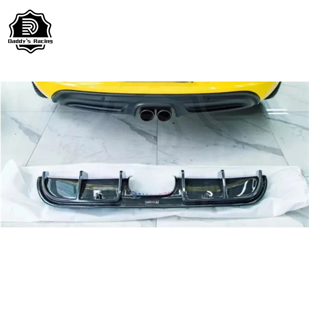 TK Style Dry Carbon Fiber Rear Bumper Diffuser Lip Fit For 718 Box-ster Cay-man With Sensor Holes High Quality