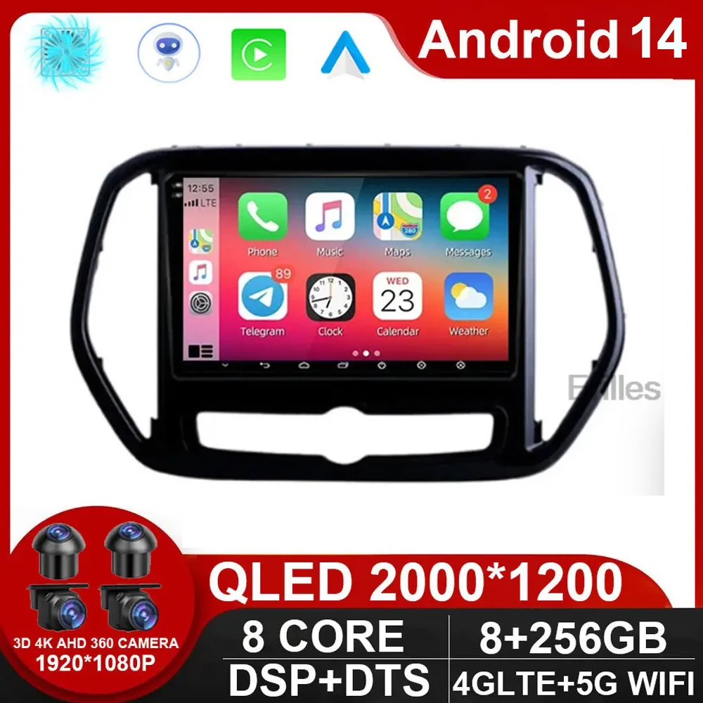 QLED Screen Android 14 For Chery Jetour X70 X70M 2018 - 2021 Car Radio Multimedia Navigation Stereo Head Unit 360 camera DSP GPS