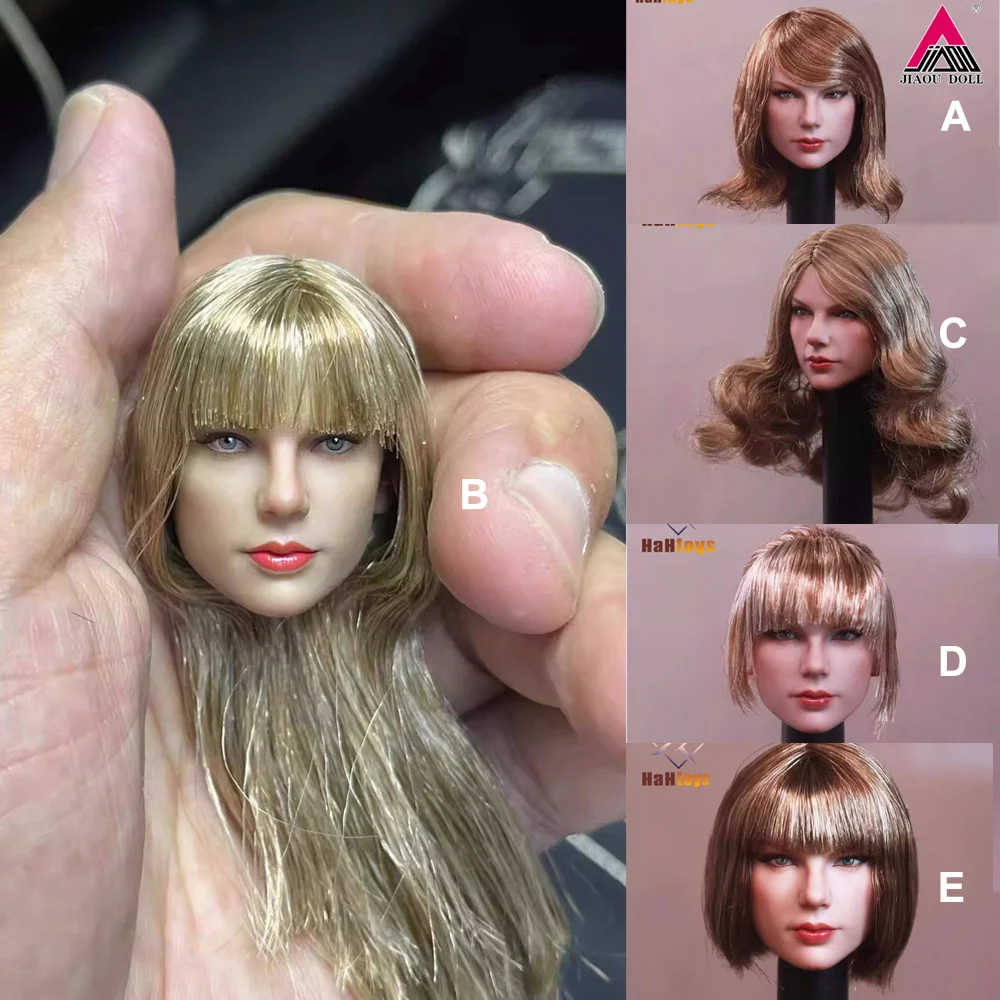 

1/6 Scale HaHtoys H007 Singer Head Sculpt Hair Transplant Female Head Carving Model Fit 12'' Soldier Action Figure Body