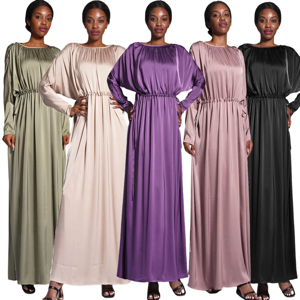 

Muslim Women for 2024 Abayas Elegant Long Maxi Dress Casual Kaftan Dubai Arab Robe Vestidos Islamic Jalabiya Female Solid Color