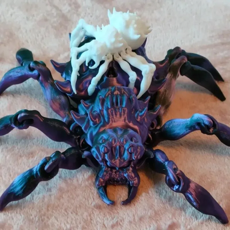 3D Printed Model Toy Ornament with Movable Joints and Retractable Hell Skeleton Tarantula