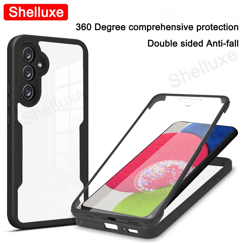 Funda transparente frontal + trasera de cuerpo completo 360 Shelluxe para Samsung Galaxy A55 A35 A25 A15 A05 A54 A34 A24 A14 cubierta de silicona de doble cara