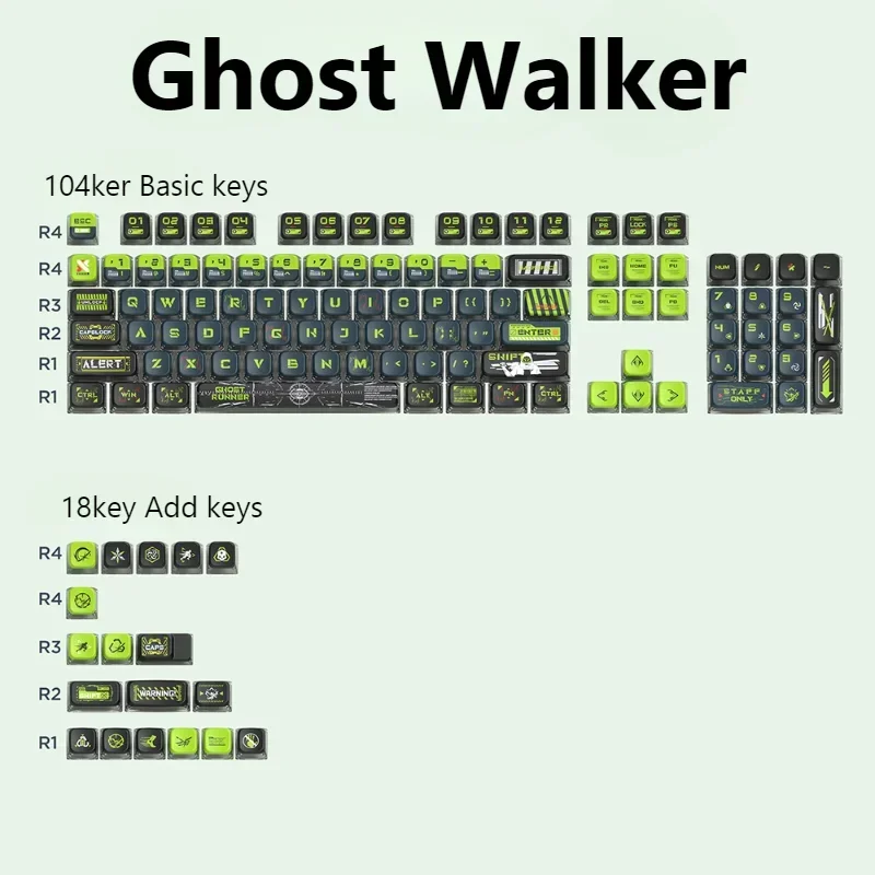 Ghost Walker Theme Keycaps Set PBT 122 key translucent MSA Profile Key Caps for Mechanical Keyboard Accessories Custom Keycaps