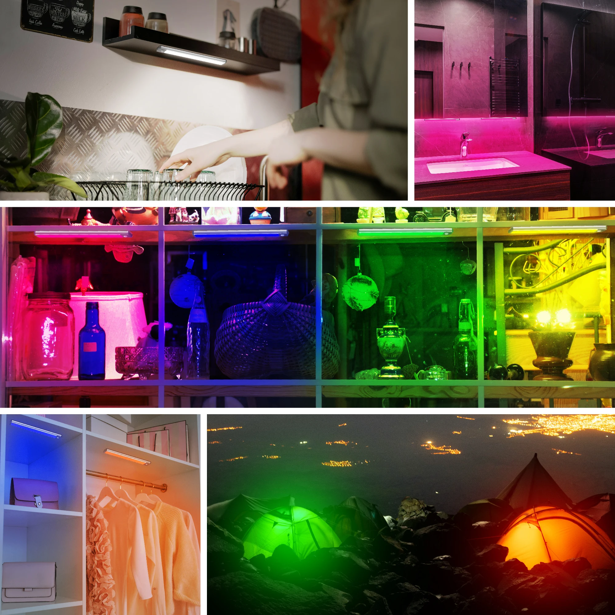 LEPOTEC 1pc 45LED RGB Wireless Rechargeable Motion Sensor Cabinet Lights,Lights for Kicthen,Bedroom,Hotel,Bar,Game room
