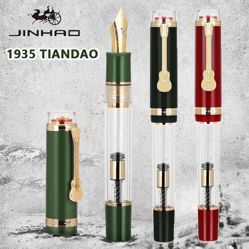 

Ручка перьевая Jinhao 1935 TIANDAO, красная/зеленая/черная, роскошная с зажимом для гитары, F/M, с чернилами, фоторучка, школьные принадлежности, канцелярские принадлежности