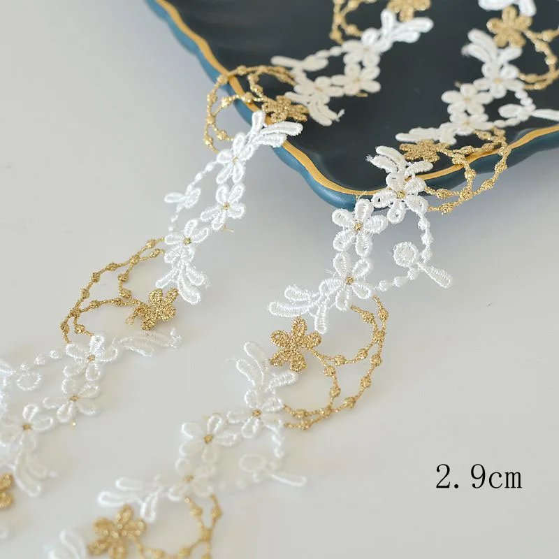 1 Yard Gold Lace Trim Braid Lace DIY Garment Accessories Embroidery Fabric Curtain Sewing Repair