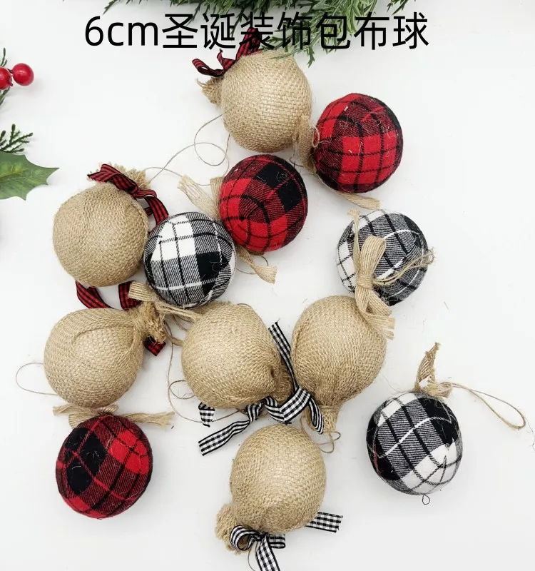 6cm Christmas ornament, cloth ball, linen ball, festive scene decoration