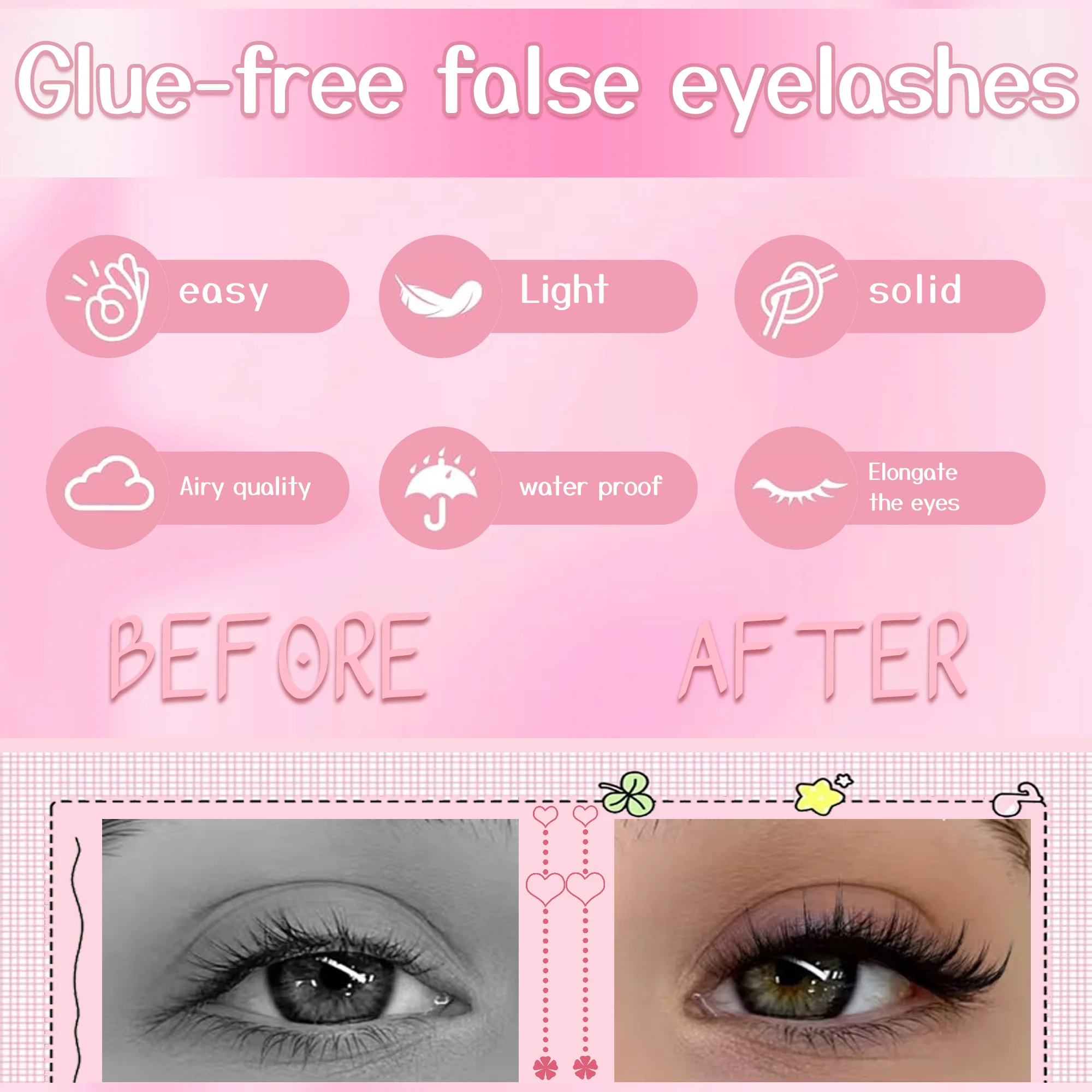 120 Clusters of Comic-Style Pointed Cluster Eyelash Extensions (9–16mm) — C-Curl