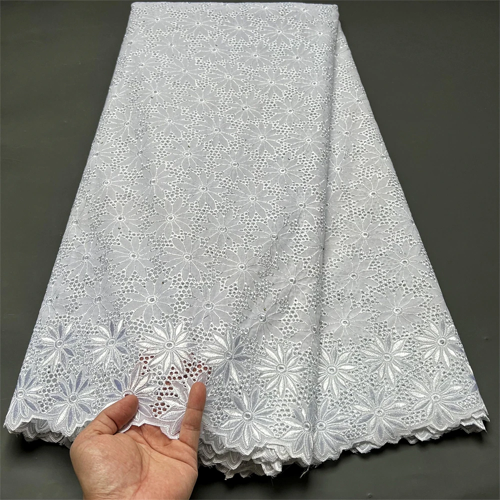 

Latest White African Lace Fabric Embroidery Swiss Voile Lace 2023 New Fashion Dubai Style Lace For Festivals Dress Sew ZP142