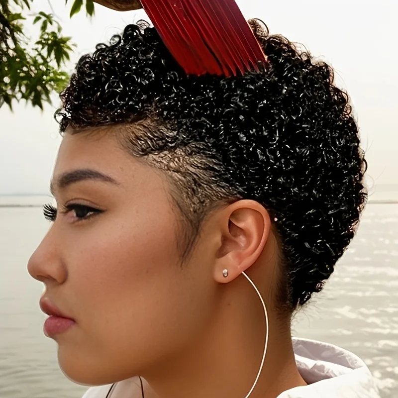 4inch Kinky Curly Machine Made Short Pixie Wigs 100% Human Hair for Women | Pre-Styled Natural Look & Tangle-Free image 2