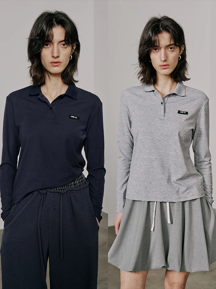 

UMILAB Moon adow Мягкая эластичная футболка из смесовой ткани с лиоцеллом, облегающая, универсальная, T72W, повседневная, с длинным рукавом