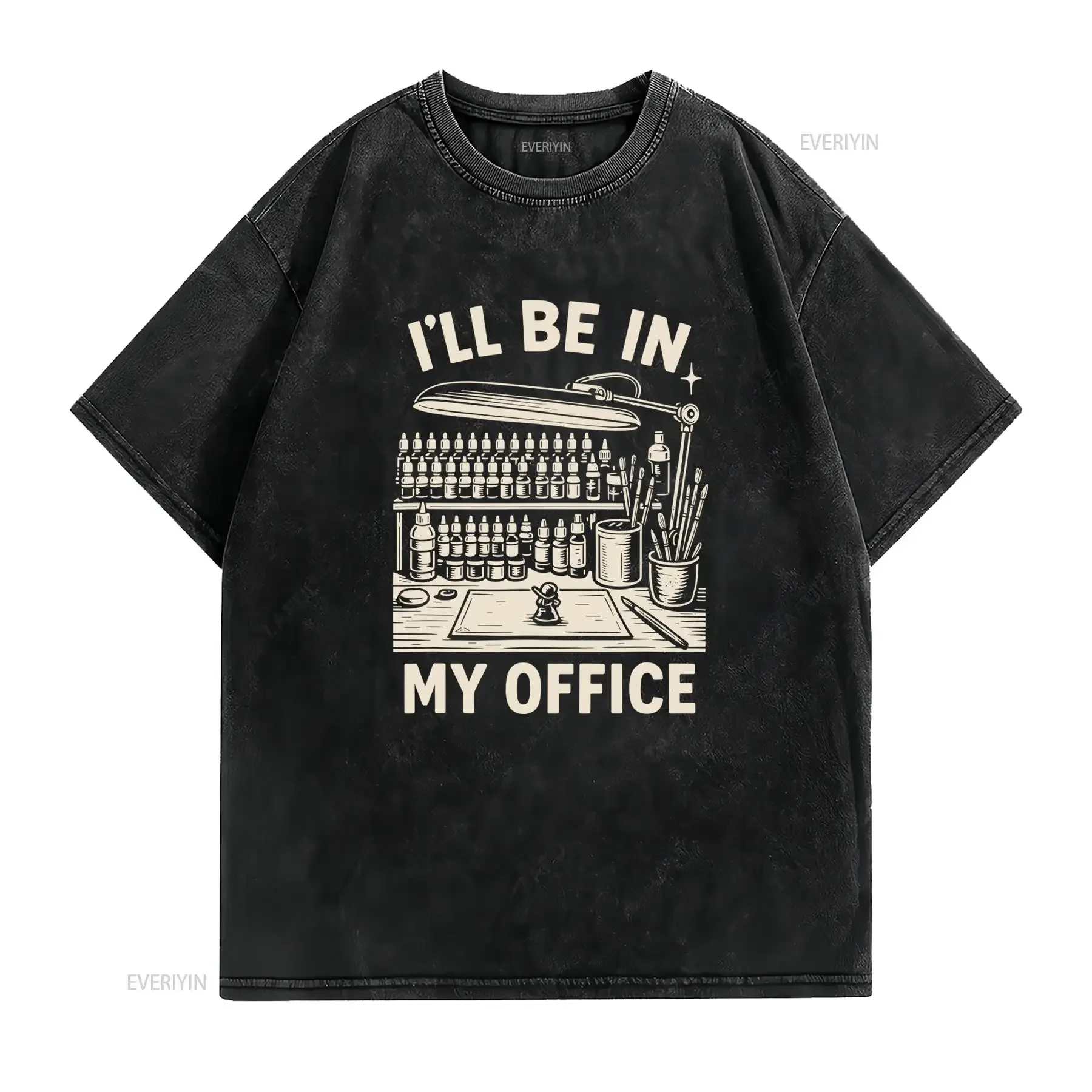 Miniature Painter Funny Painting Miniatures T Shirt Casual Crew Neck Slight Stretch Fabric Regular Fit All season Print Pattern