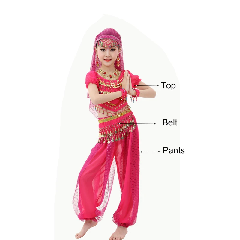 Disfraz Danza Del Vientre India Para Niñas – Conjunto De Peto Y Camiseta Manga Larga | Ropa Hip Hop, Callejera, Verano, Playa, Fiestas (6 Meses A 4 Años)