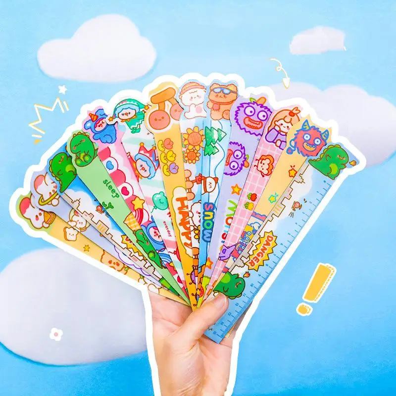 2Pcs/pack Cute Cartoon Animal Soft Ruler Ins Girl Heart Kawaii Magnetic Ruler Student Drawing Measuring Tool Stationery Supplies