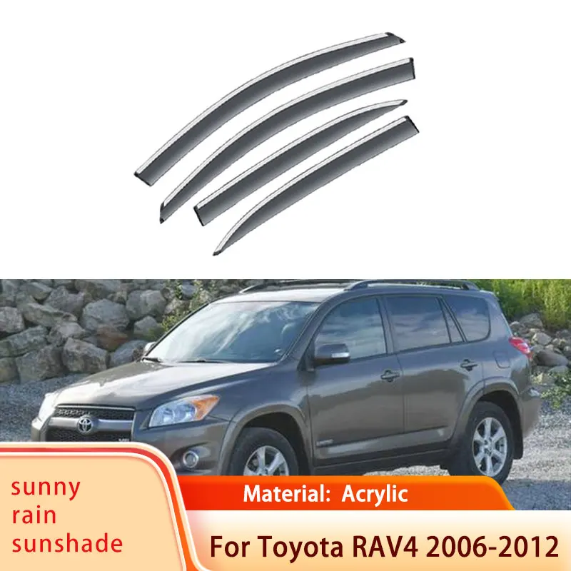 4 Pcs Car Window Visor for Toyota RAV4 Toyota Vanguard XA30 2006~2012 Awnings Sun Rain Deflector Shelters Shades Car Accessories