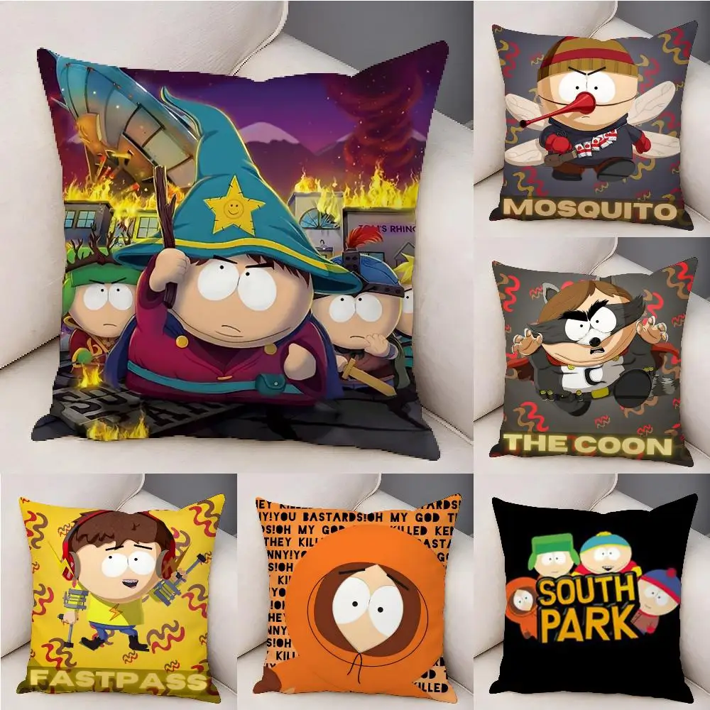 Hot Funny Anime S-Souths Park Cushion Cover Plush Decorative Pillow Case With Hidden Zipper Fashion Room Decor For Home