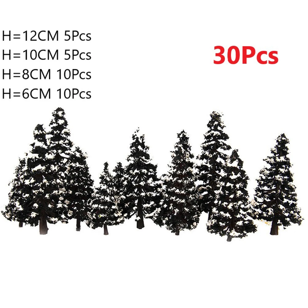 30 Pcs Model Tree Miniature Scenery Model Trees Park Scenery Pine Plastic Tree For HO O N Z Scale Building Model Sand Table