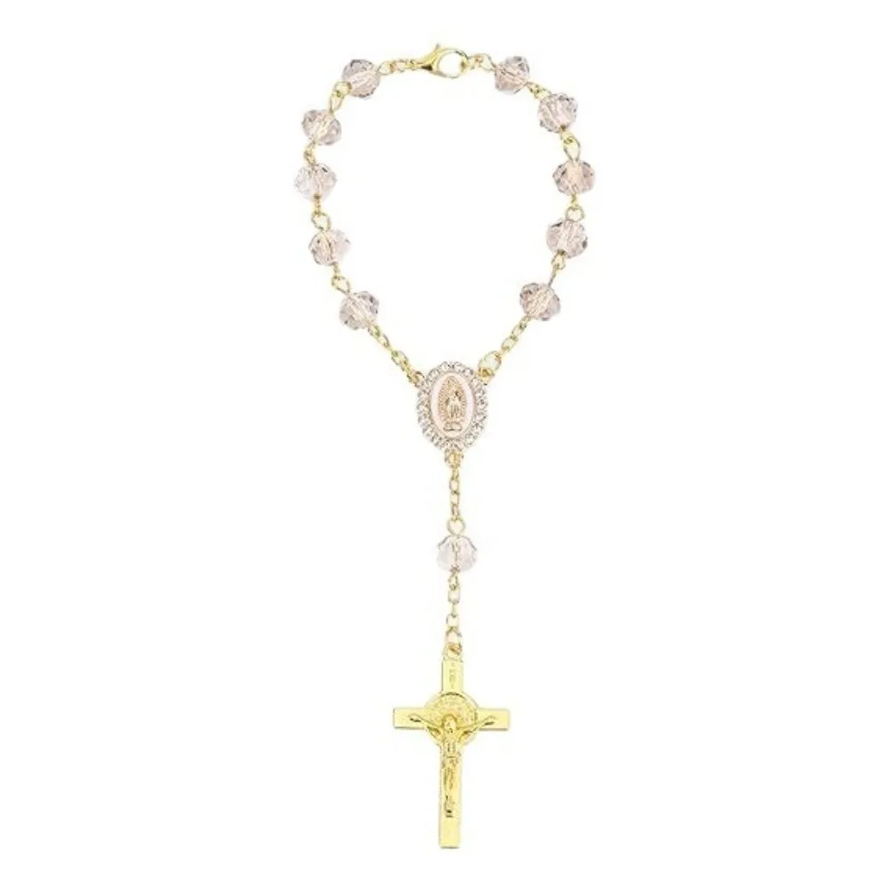 Cross Pendant Car Rosary Beaded Steering Wheel Compatible Car Hanging Ornament Rearview Mirror Hanging Cross Pendant Hanging view 4