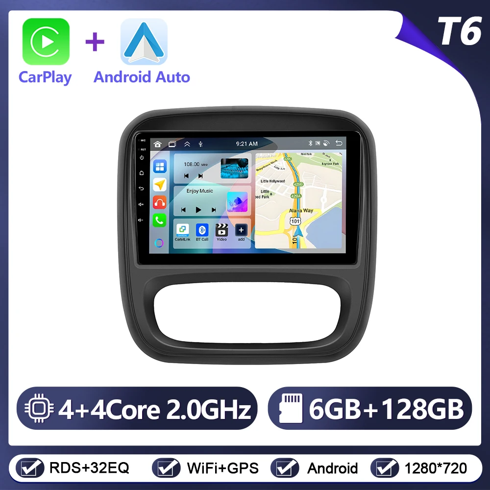 Podofo CarPlay Android Auto autoradio voor Renault TRAFIC/Opel VIVARO 2015 GPS Intelligent Systems Stereo Multimedia autoradio