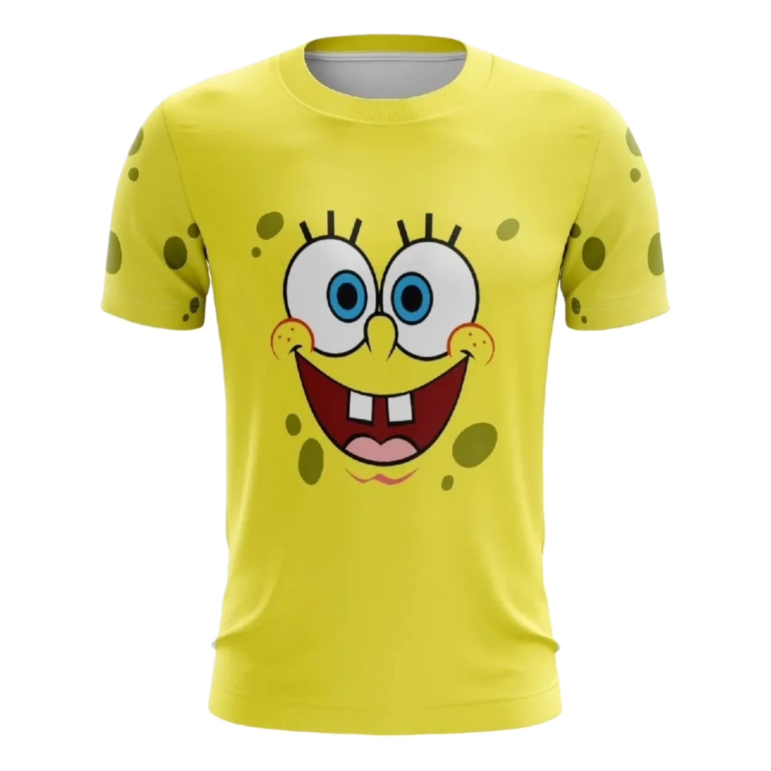 Potdemiel Yellow SpongeBob SquarePants Smile Face 3D Printed Adult Kids T-Shirt Family Summer Quick-dry Soft Comfy Lightweight