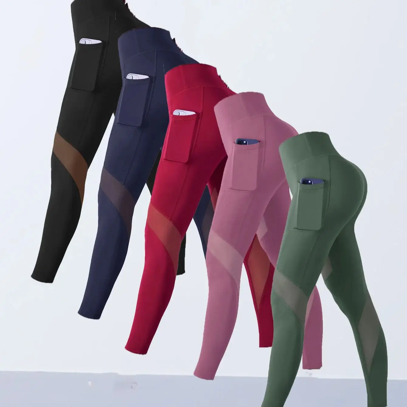 1PCS Women's Mesh Splicing Yoga Pants Shaping Leggings High Waist Tummy Control Lift Hips Running Workout Activewear Pants