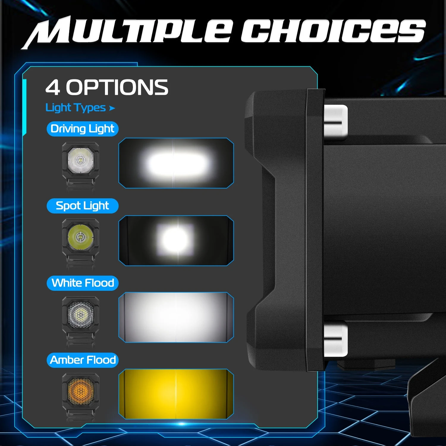 für Polaris Xpedition XP ADV Northstar Schwarzer LED-Lichtpad, 5,1 cm, hintere Verfolgungsleuchte, Zusatzlichtpods, Arbeit/Szene, breite Ecken