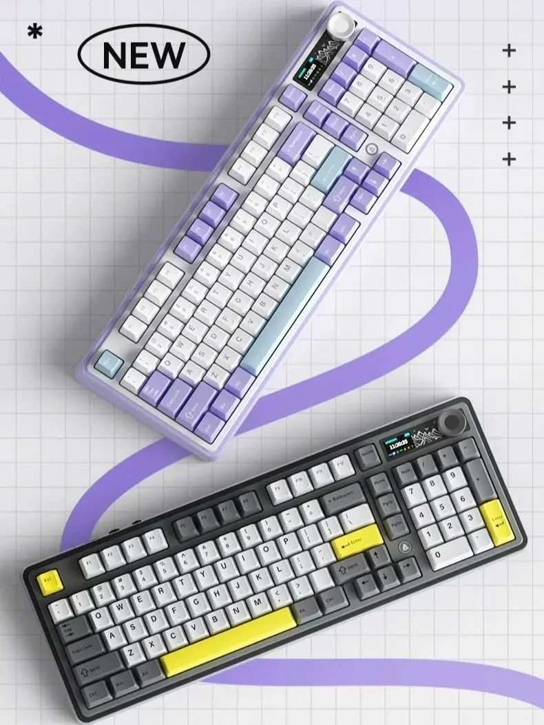 AJAZZ AK980 Mechanisch gamingtoetsenbord, 2,9 cm TFT-scherm, volumeknop, pakkingstructuur met 98 toetsen, RGB-verlichting, hot-swappable PR4 - afbeelding 2