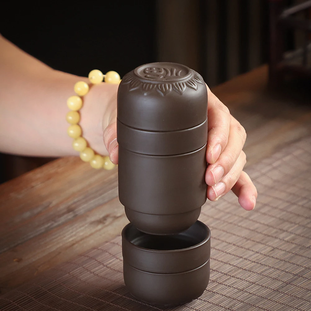 

Portable Travel Purple Clay Tea Set One Pot Four Cups Ceramic Tea Cup Multi-Purpose Portable Teapot for Camping Office